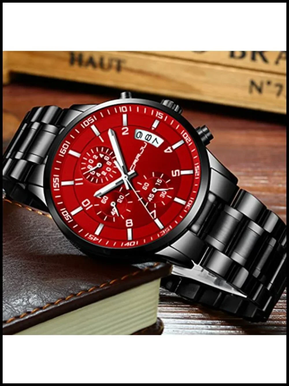 CRRJU Men's Stainless Steel Waterproof Quartz Chronograph Watch Japanese